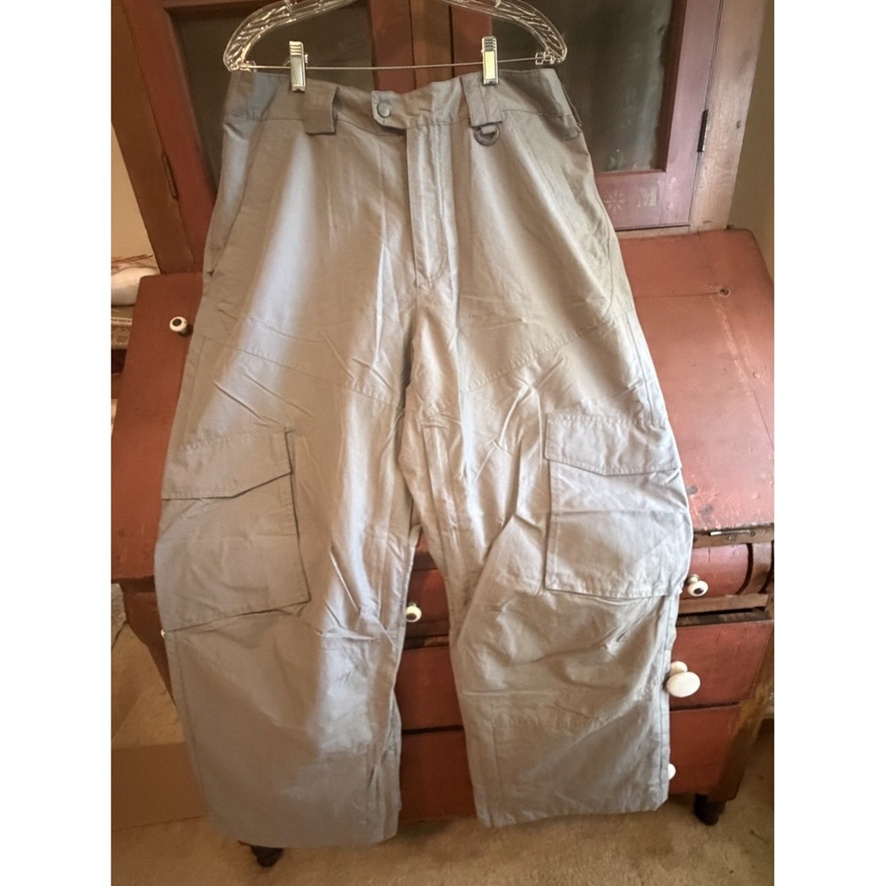 Slalom Men's Large Insulated Ski Snow Pants Gray Nylon Cargo Lined